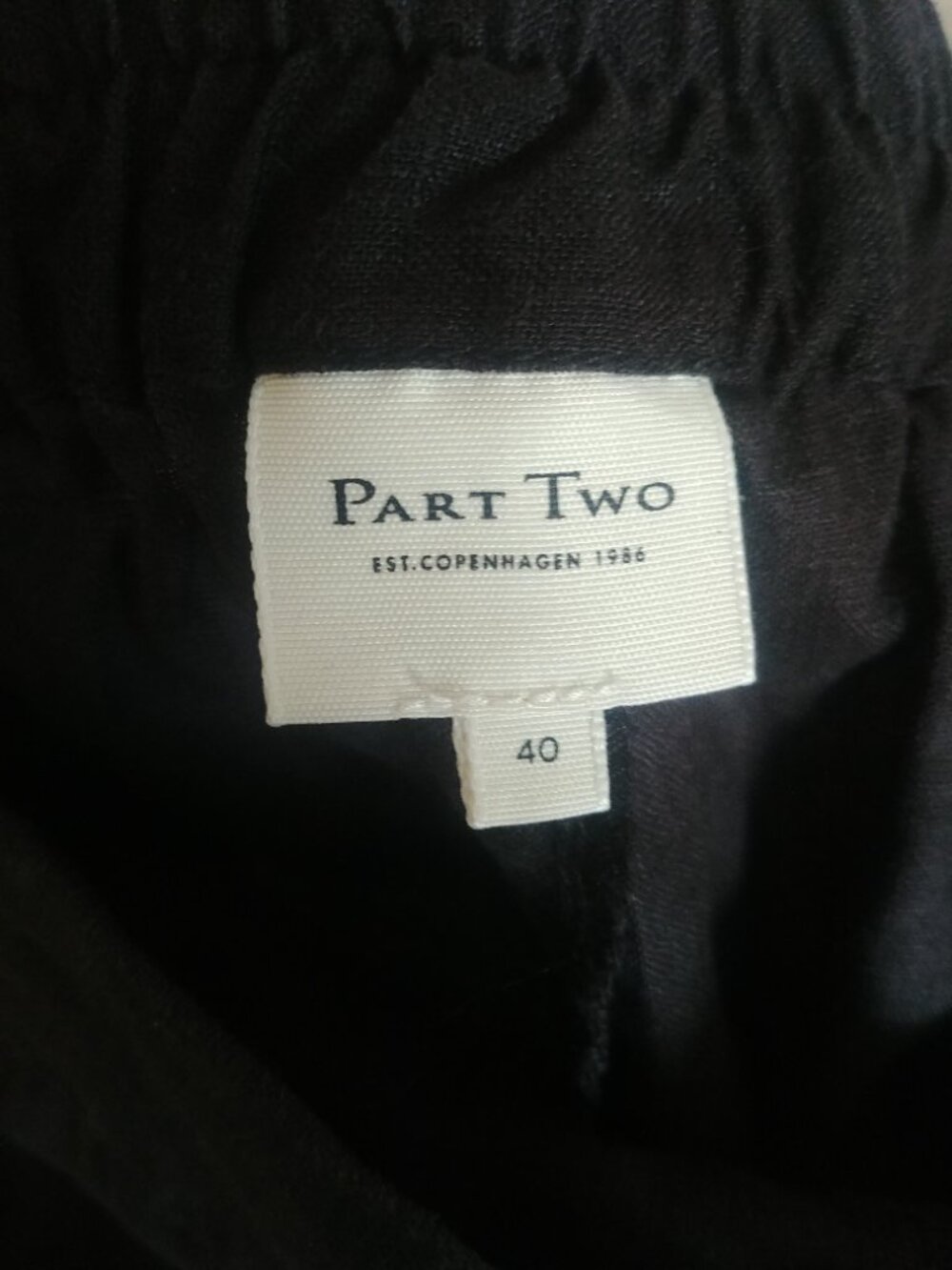 Part Two 100% linen 40 approx Medium dark grey cropped ankle pants wide leg - Picture 6 of 14